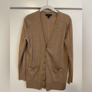 Banana Republic 100% Merino Wool Long Button-Up Cardigan Sweater Tan Size Small